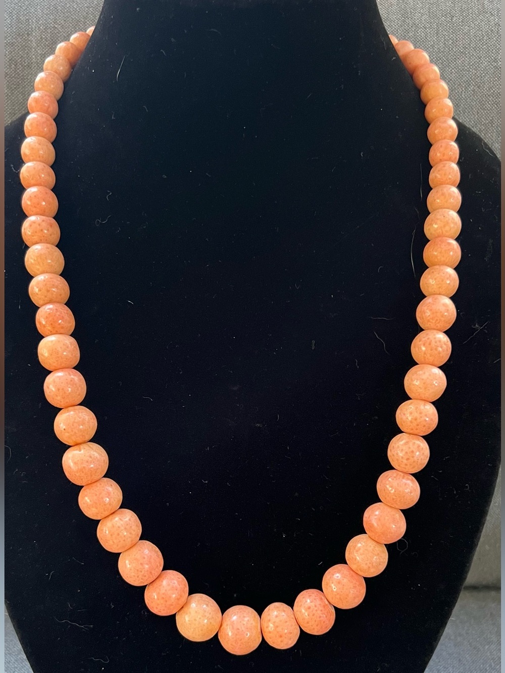 Vintage Natural Pink Sponge Coral Graduated Bead Strand Necklace 24" 7mm-12mm